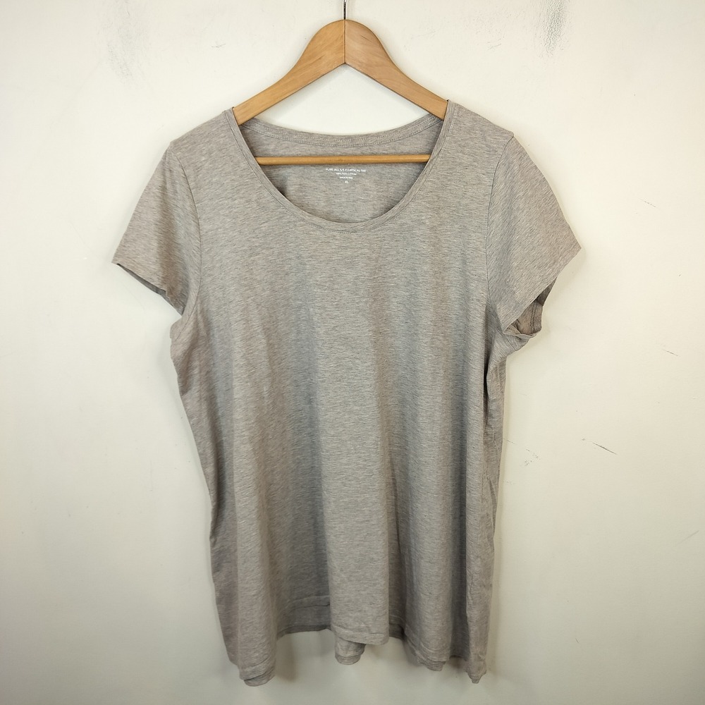 J. Jill Elliptical Tee Shirt XL Pima Cotton Short Sleeve Casual Light Brown